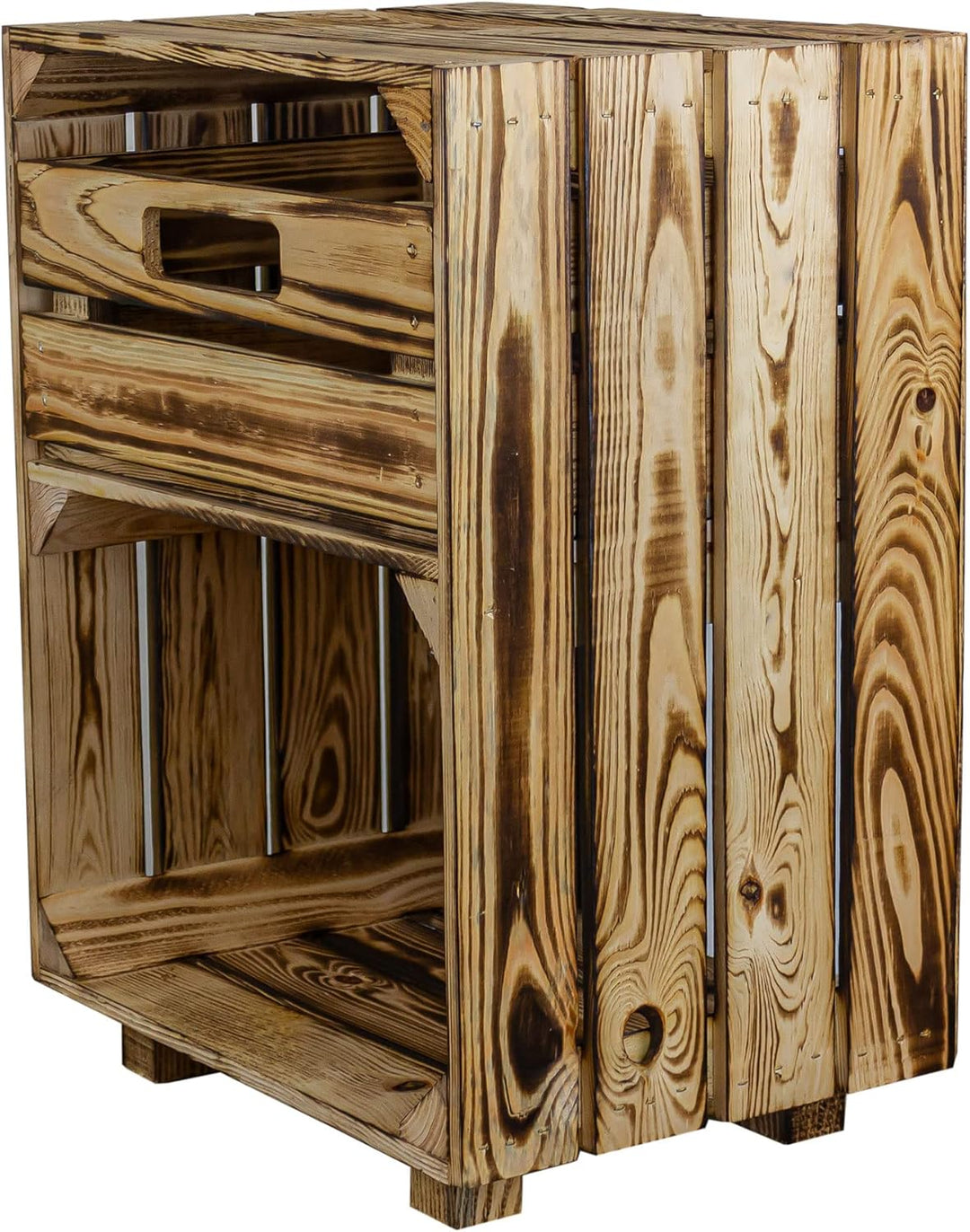 Kistenkolli Altes Land Nachttisch Abstelltisch weiss/geflammt mit Schublade ca 30x40x55cm Regalkiste