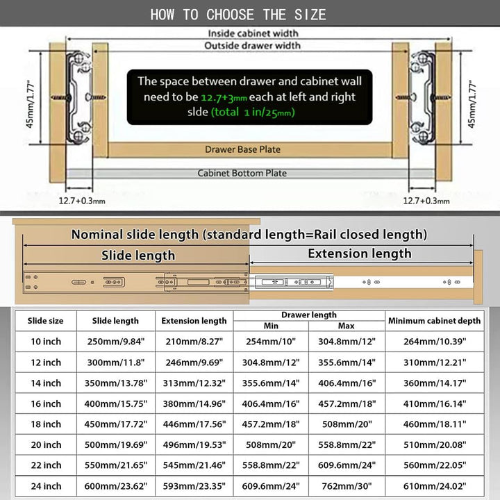 2 Paar Schubladenschienen Softclose,450 mm schubladenauszug vollauszug 45 kg Tragkraft, Kugelauszug