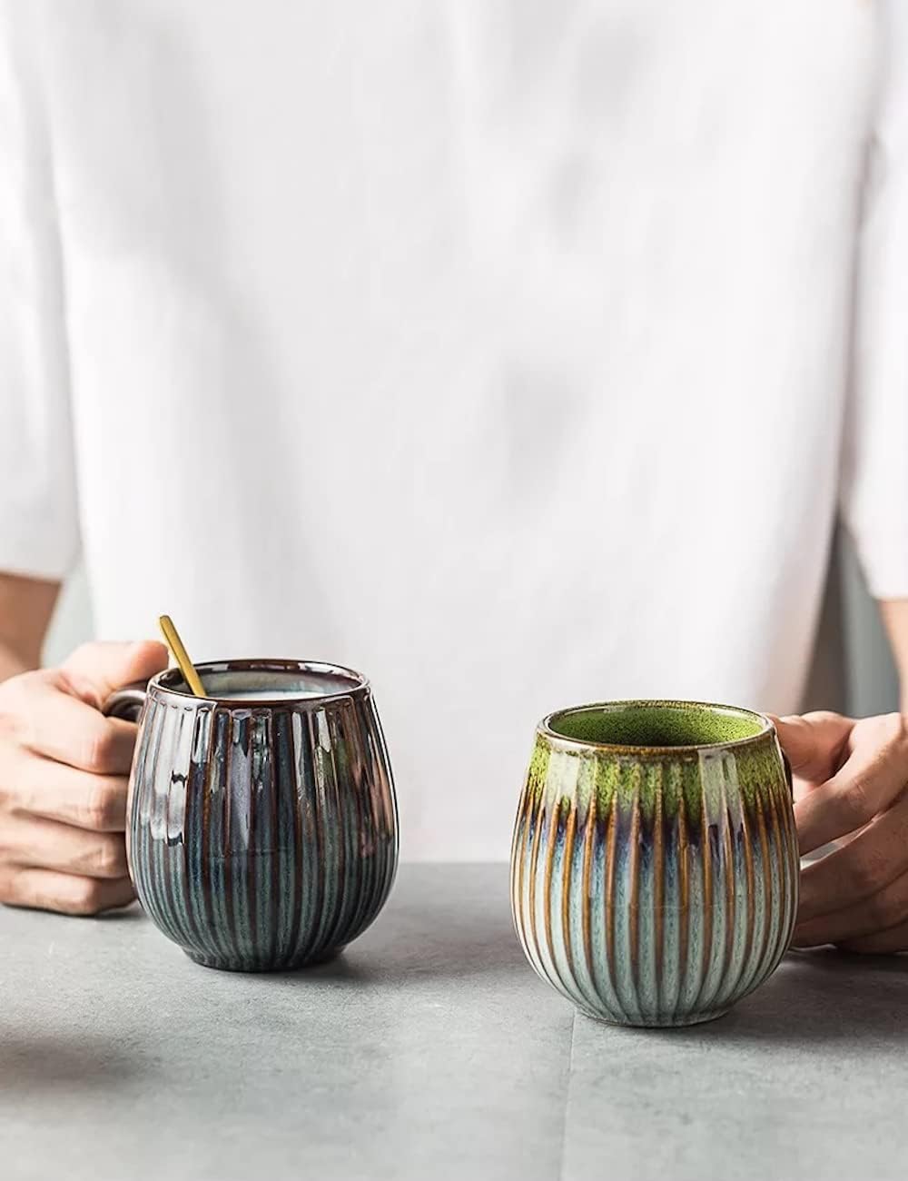 Saumo 5er Set 480 ml Hochwertige Handgefertigte Kaffeetassen aus Porzellan, Kaffee - Tasse in Modern