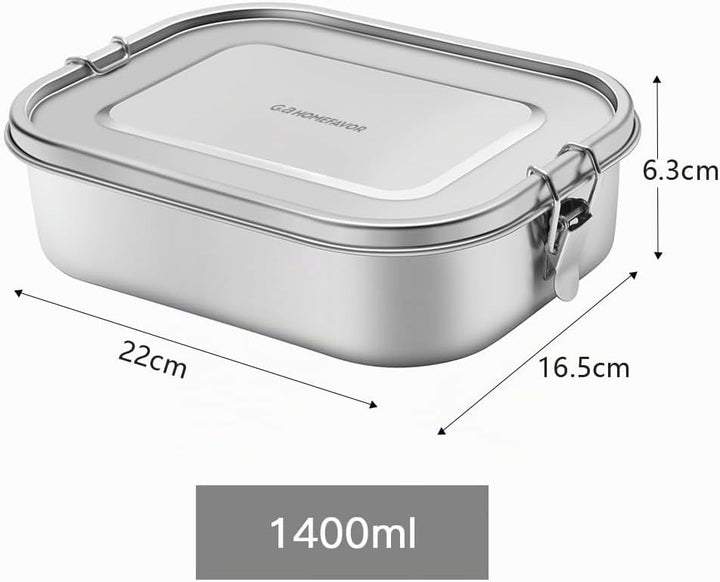 G.a HOMEFAVOR Edelstahl Brotdose Metall Lunchbox mit 5 Fächern 1400ml Auslaufsichere Bento Box Gross