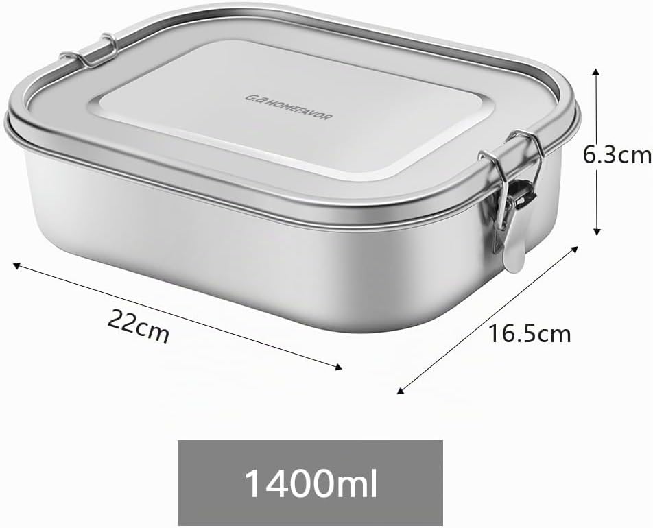 G.a HOMEFAVOR Edelstahl Brotdose Metall Lunchbox mit 4 Fächern 1400ml Auslaufsichere Bento Box Gross