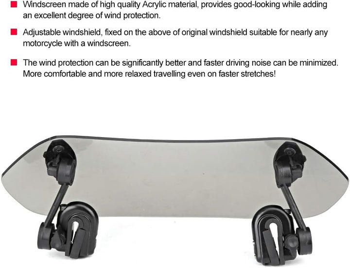 DEWIN Motorrad Windschild, Street Glide Special Windschild Motorrad Einstellbare Clip On Windschutzs