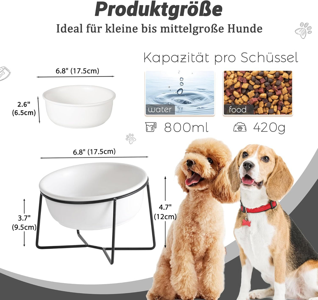 Hundenapf Keramik - Futternapf Hund Katzennapf - Futterstation Hund Katzen Erhöht mit Ständer - Fres