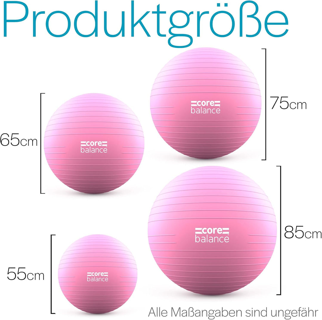 Core Balance, berstsicherer Gymnastikball - für Fitness Yoga Schwangerschaft - 55cm 65cm 75cm 85cm -