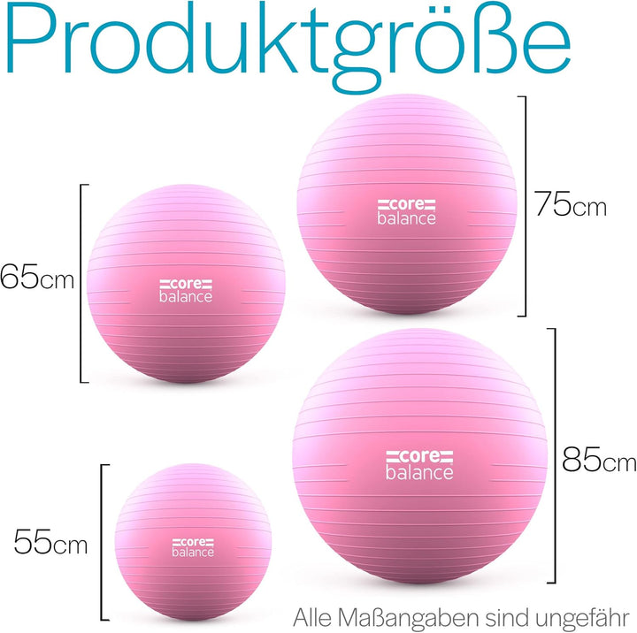 Core Balance, berstsicherer Gymnastikball - für Fitness Yoga Schwangerschaft - 55cm 65cm 75cm 85cm -