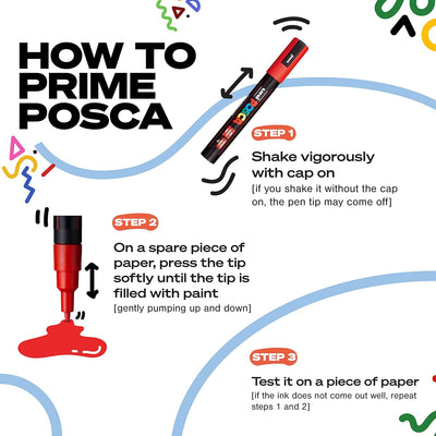 POSCA uni-ball 183208 - POSCA Marker MOP´R PCM-22, 8er Set, runde Stempelspitze 3 - 19 mm, ergonomis