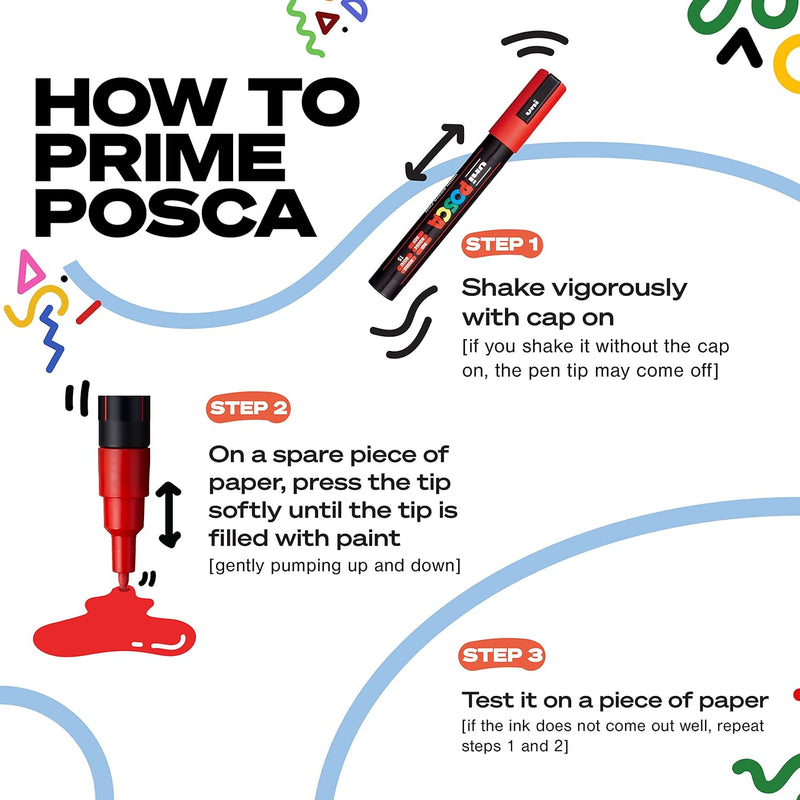 POSCA uni-ball 183208 - POSCA Marker MOP´R PCM-22, 8er Set, runde Stempelspitze 3 - 19 mm, ergonomis