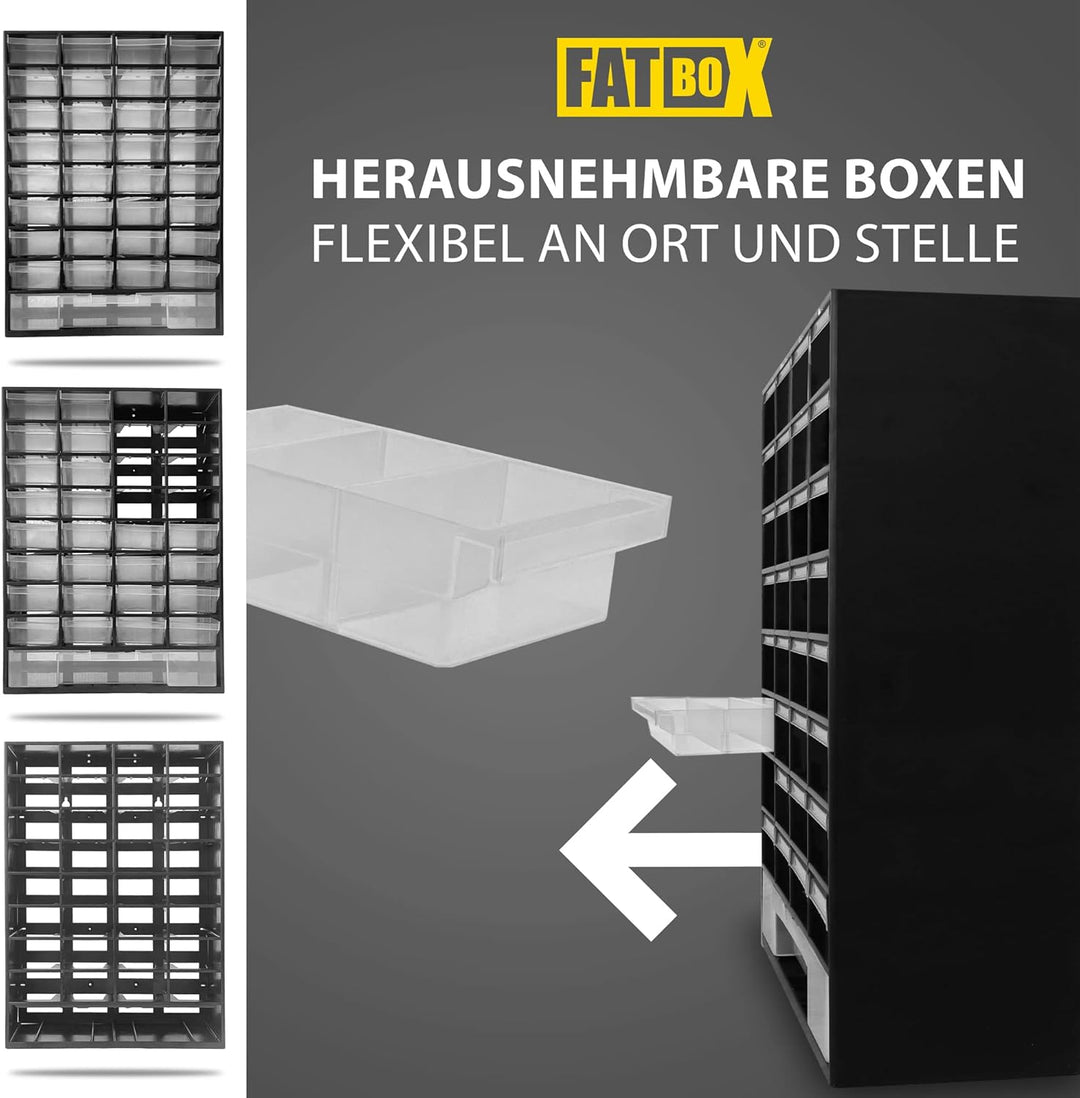 Fatbox Sortimentsbox mit 33 Schubladen | Kleinteilemagazin Sortimentskasten Sortierkasten