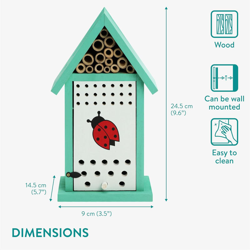 Navaris Marienkäferhaus - Insektenhotel aus Kiefernholz - Marienkäferhotel - Marienkäferhäuschen um