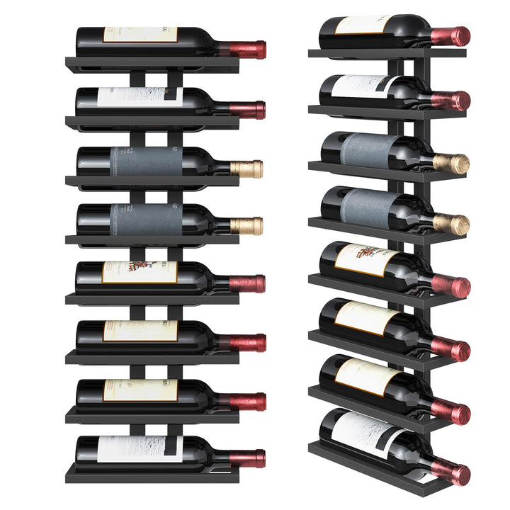 FAVOOSTY Weinregal Wand, Flaschenhalter, Flaschenregal mit 8 Ebenen, Metall Weinregal Hängend Weinfl