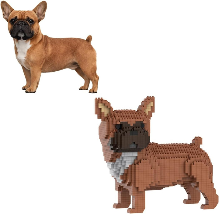 Figur zum Bauen mit Miniaturbausteinen. Französische Bulldogge, Französische Bulldogge