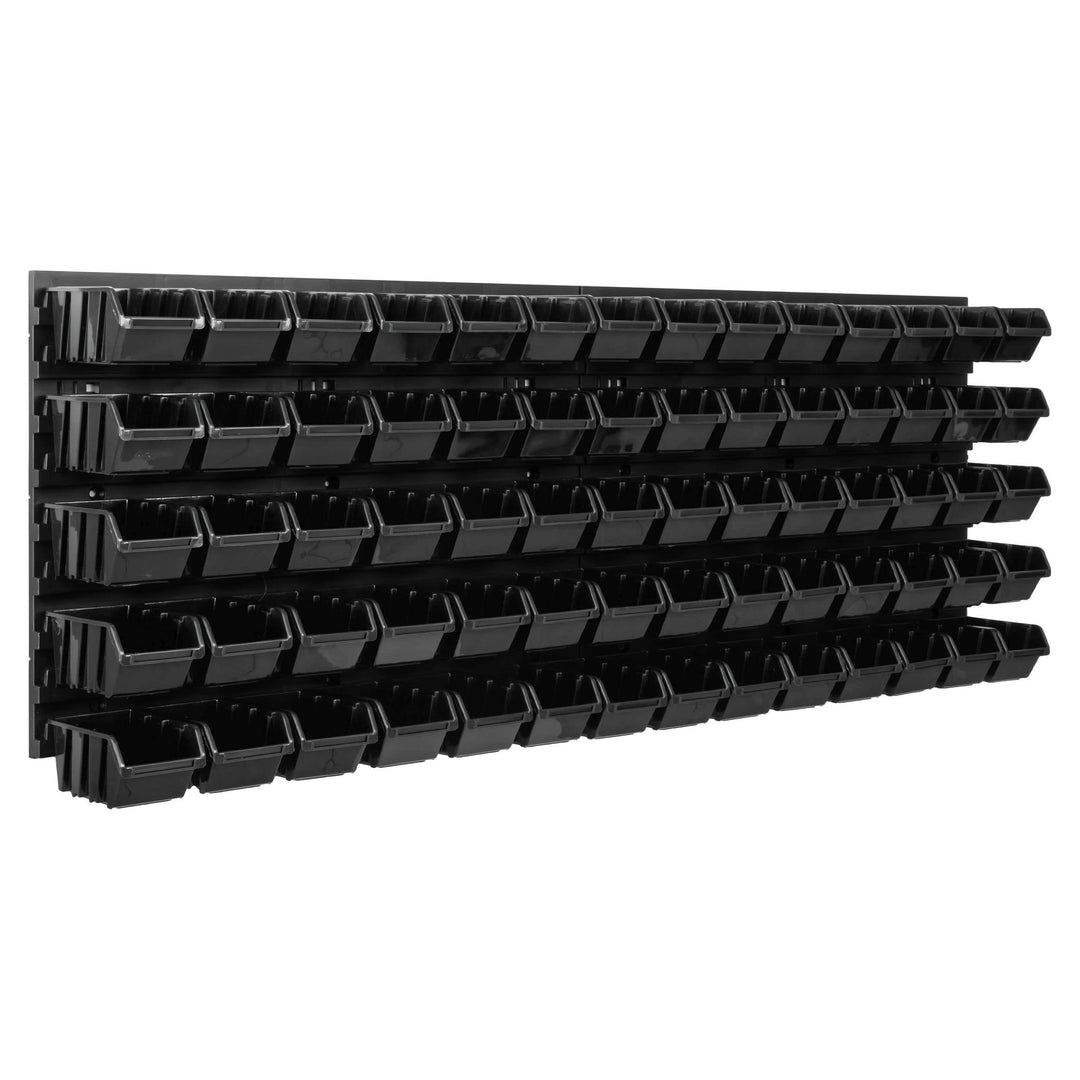 SimpleThing Lagersystem Werkstattregal | 115 x 39 cm | 70 stck. Box | Wandregal mit Stapelboxen - Wa
