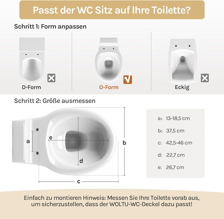 WOLTU Toilettendeckel mit Absenkautomatik Holz, Toilettensitz Klodeckel Klobrille WC Sitz O-Form mit