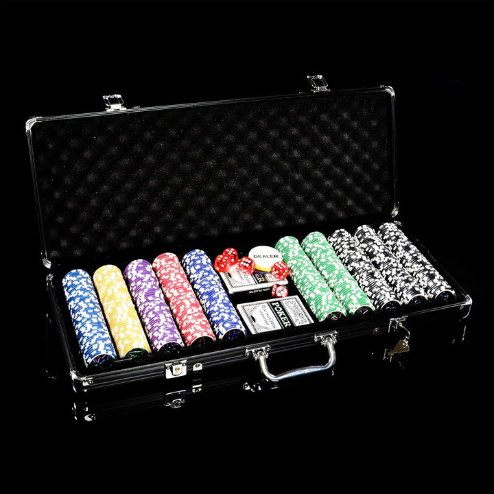 Pokerkoffer Black Edition mit 500 abgerundeten Ocean Champion Chips hochwertige Metallkern Jetons 12