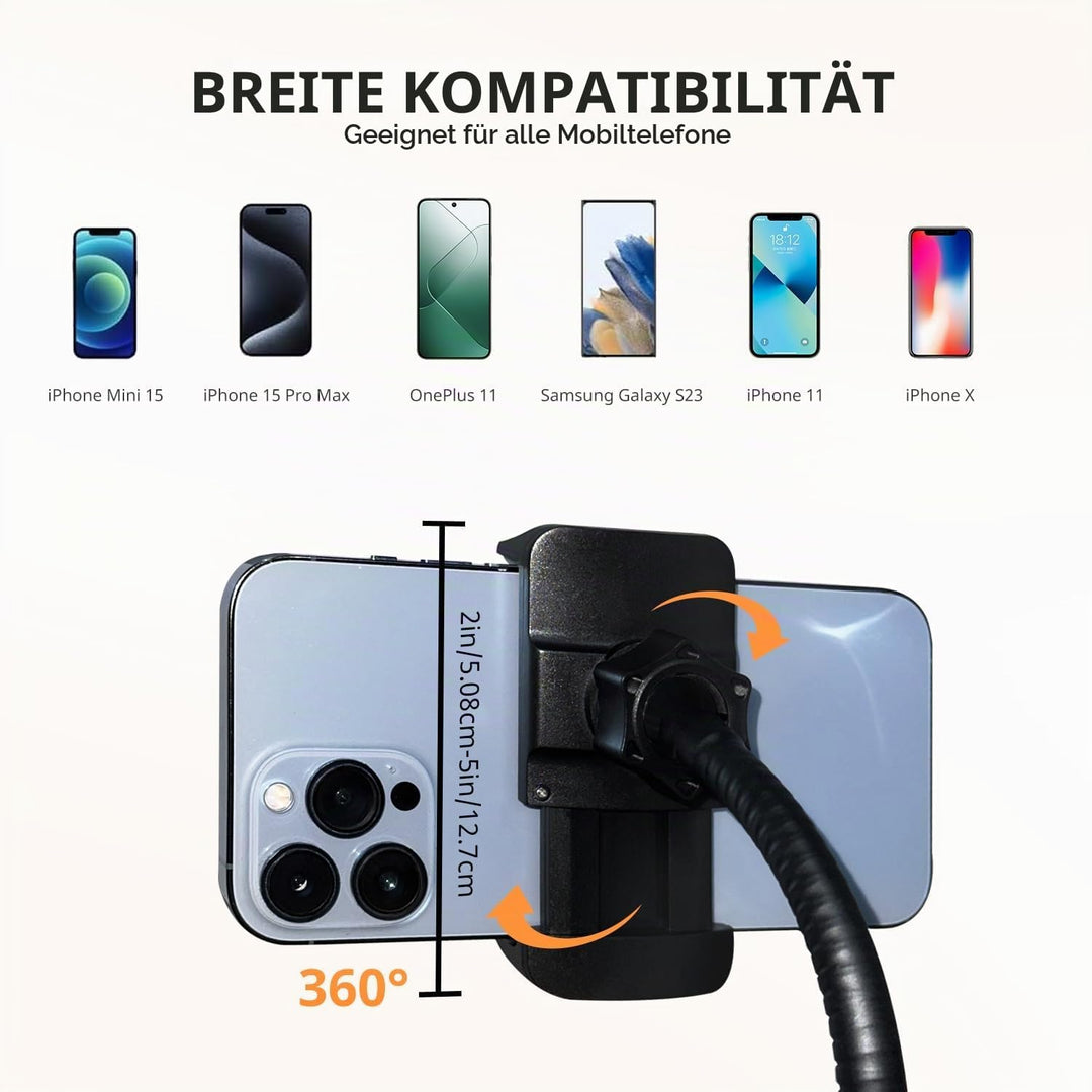 Aureday 12 Zoll Ringlicht mit Stativ, Handy Stativ mit Ringlicht mit 360° Drehbarer Flexibler Schlau