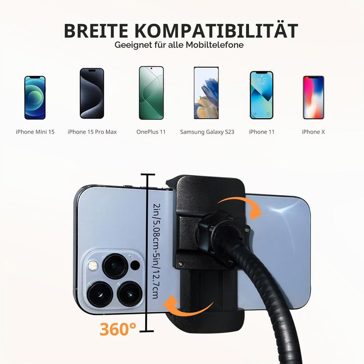 Aureday 12 Zoll Ringlicht mit Stativ, Handy Stativ mit Ringlicht mit 360° Drehbarer Flexibler Schlau