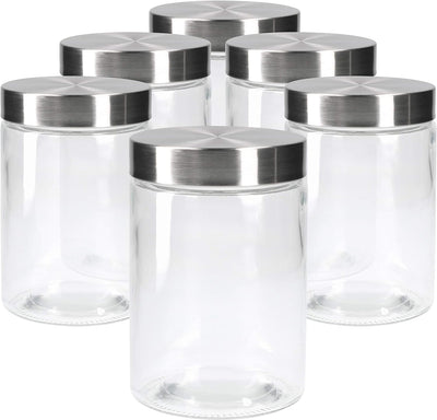 MamboCat Vorratsgläser Set Bera 6-tlg. mit Edelstahldeckel I befüllbare Glasdosen Ø 11 cm je 1,2 Lit