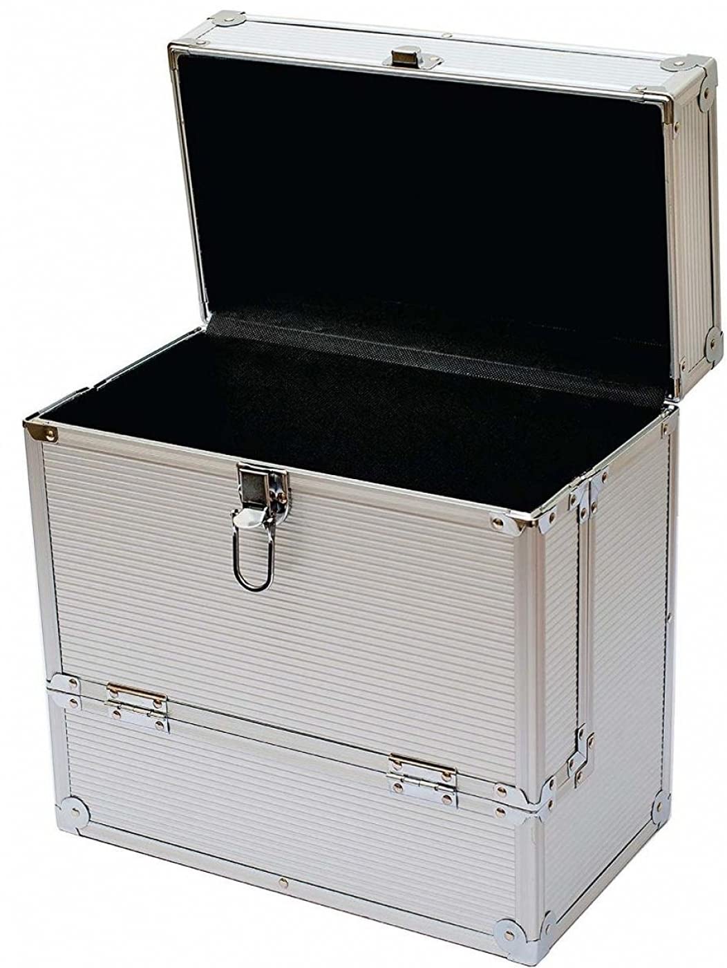 Vinyl LP Koffer für 40 Platten abschliessbar - 33 x 19 x 34 cm - Silberaluminium