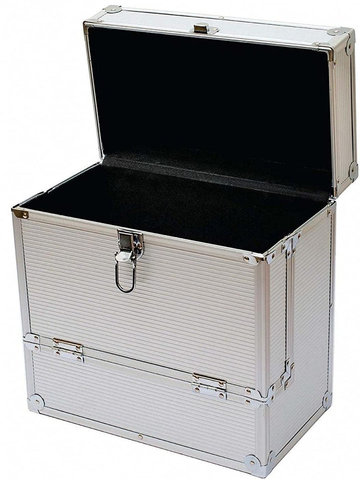Vinyl LP Koffer für 40 Platten abschliessbar - 33 x 19 x 34 cm - Silberaluminium