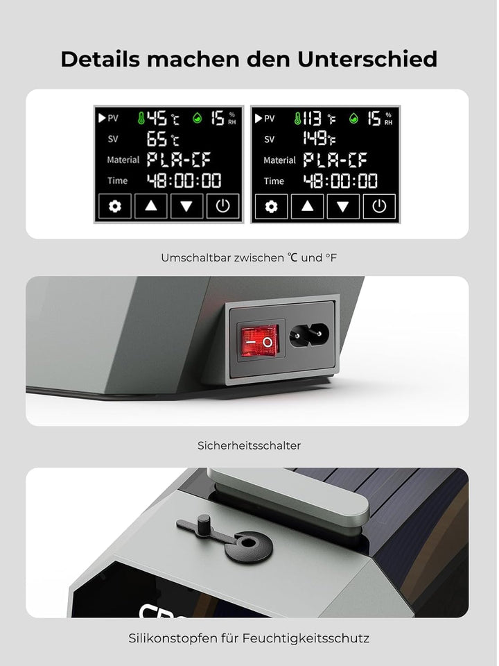 Creality Offizieller Space PI Filament Trockner, 3D-Drucker Dryer Box mit 360° Heizung, Upgraded Fil