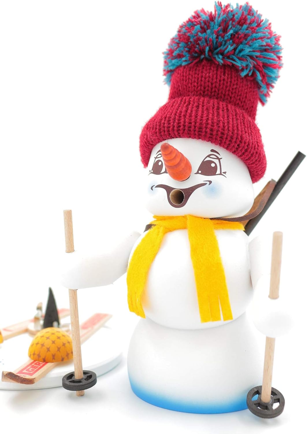 Kuhnert - Erzgebirgische Holzkunst Räuchermann Räucherfigur Schneemann 19cm - Biathlon, Biathlon