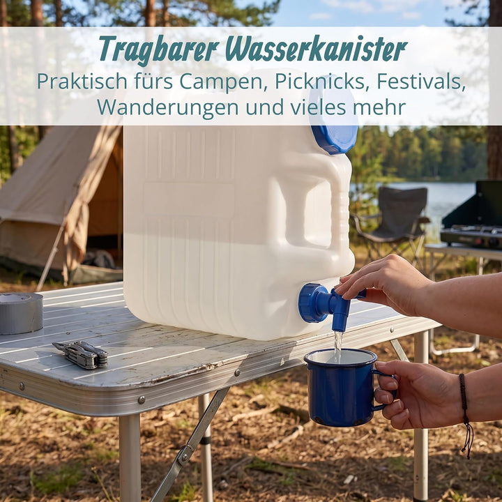 Relaxdays 20 L Wasserkanister, Ablasshahn, Schraubdeckel, tragbarer Trinkwasserkanister, BPA-frei, C