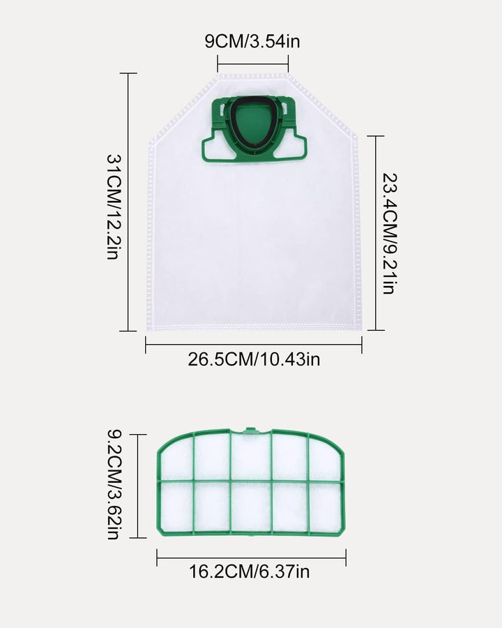 10 VK200 Staubsaugerbeutel für Vorwerk Kobold VK200 FP200 Filte, Premium Allergiker geeignet, Austau