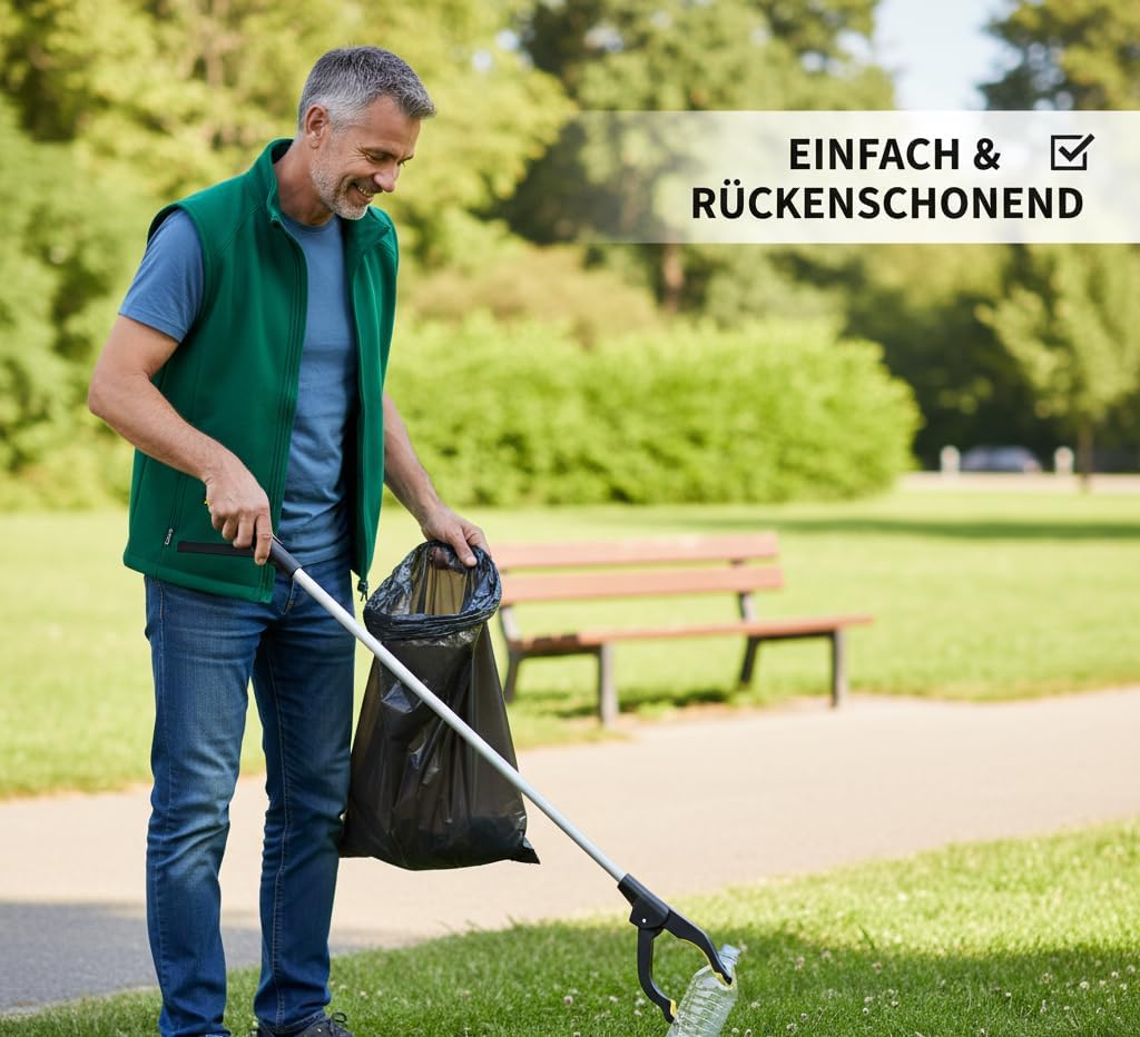 ANGEL 10er Set Greifzange 76 cm – Aluminium Müllgreifer mit Magnetspitze, Ergonomischer Handgriff, M