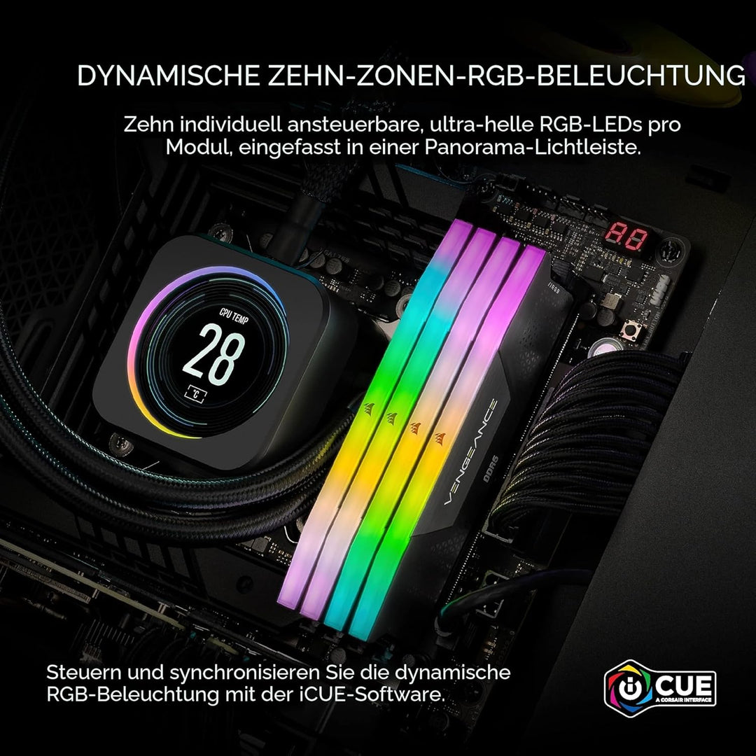 CORSAIR Vengeance RGB DDR5 RAM 96GB (2x48GB) 5200MHz CL38 Intel XMP 3.0 Desktop-Arbeitsspeicher – Sc