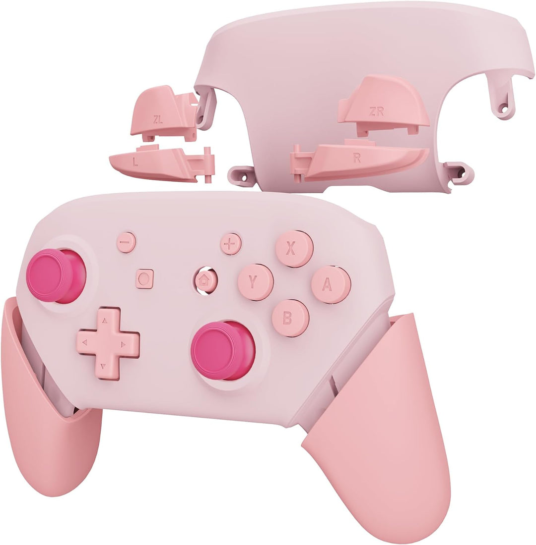 eXtremeRate Griff Hülle Set kompatibel mit Nintendo Switch Pro Controller, DIY-Ersatz Front Case/Bac