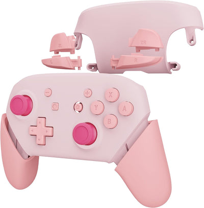 eXtremeRate Griff Hülle Set kompatibel mit Nintendo Switch Pro Controller, DIY-Ersatz Front Case/Bac