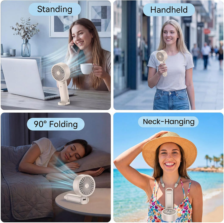 iEGrow Handventilator, Tragbarer USB Aufladbarer Mini Ventilator mit 3 Geschwindigkeitsstufen, Faltv