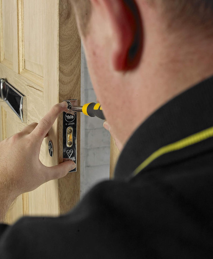 Yale P-M550-PB-78 Einsteckschloss mit 5 Hebeln, hohe Sicherheit, Messing-Finish, 3 Inch/76 mm Messin