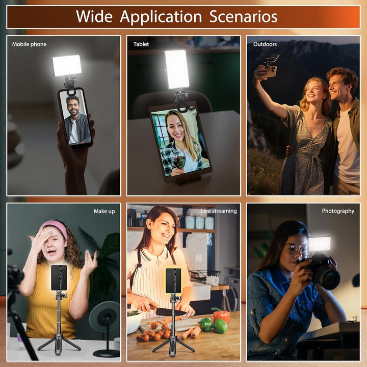 120 LED Selfie Licht Handy, Dimmbares Videoleuchte 2500-9000K CRI 95 + 3000mAh Professionelles Video