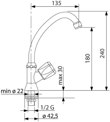 aquaSu® Stand-Schwenkventil Standard Plus | Kaltwasserhahn mit schwenkbarem Auslauf | Einhebelmische