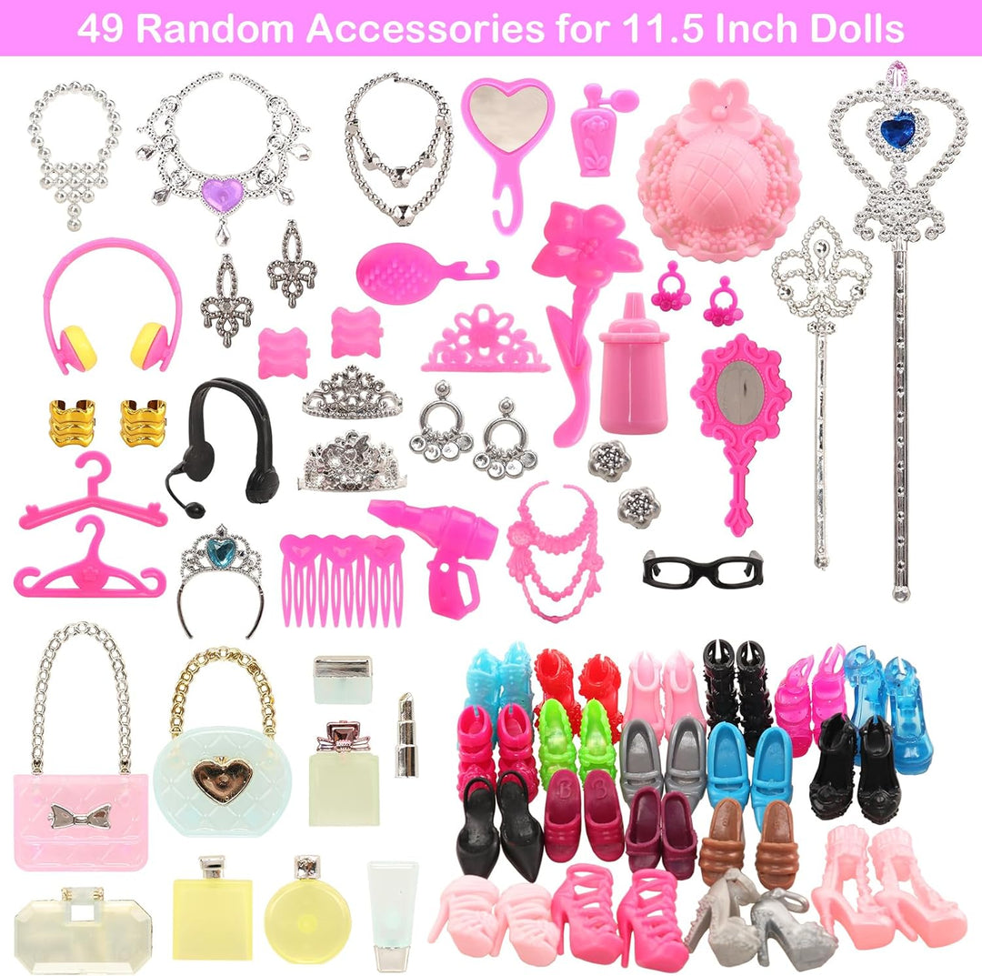 Miunana 55 Prinzessin Kleider Kleidung Schmuck Zubehör Puppenkleidung Party Abendkleider für Puppen