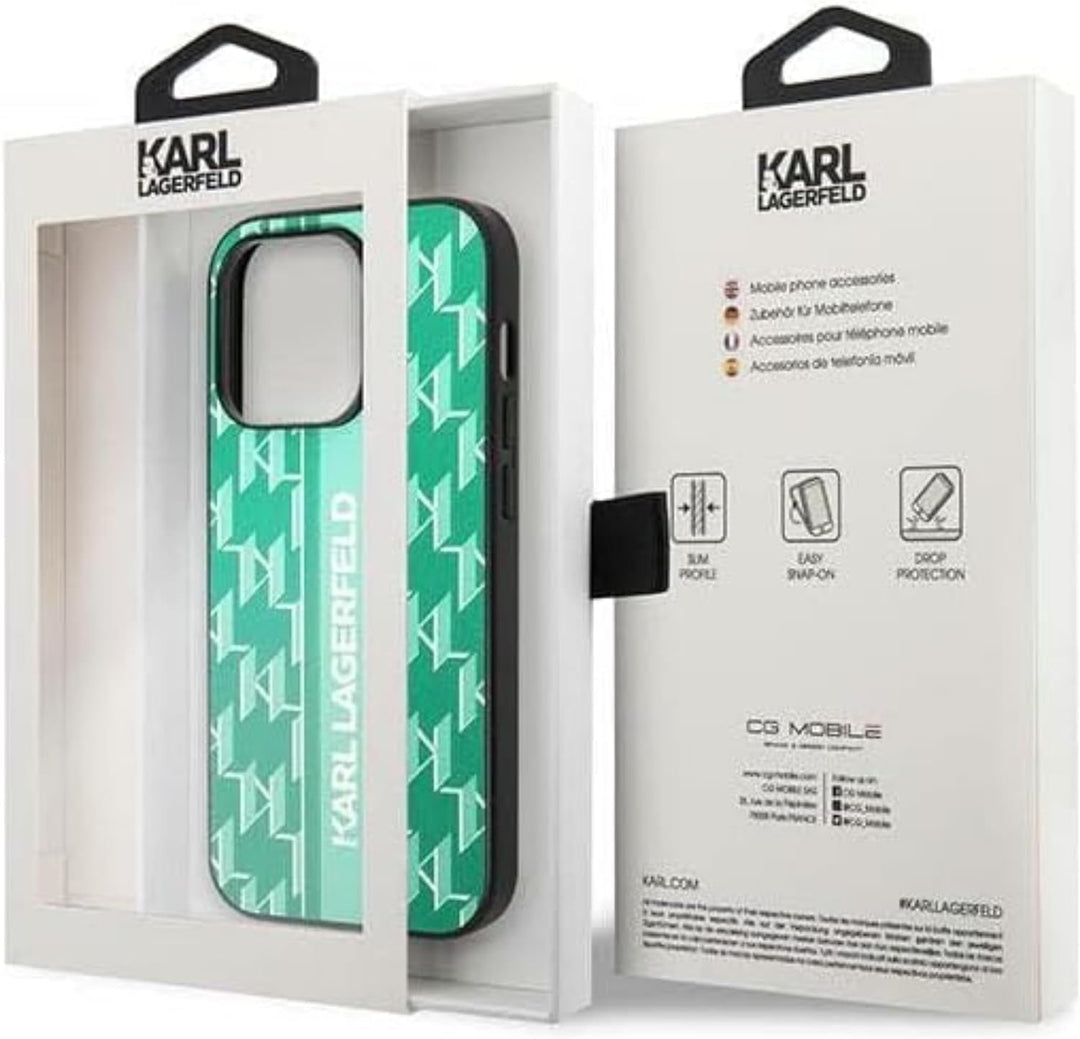 Karl Lagerfeld KLHCP14XPGKLSKN hülle für iPhone 14 Pro Max 6,7" hardcase grün/Green Monogram Stripe