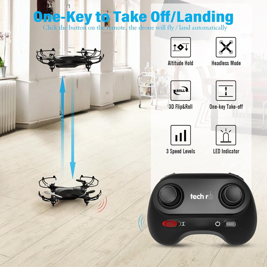 tech rc Mini Drohne mit HD Kamera FPV RC Drone mit 2 Akkus 2.4Ghz Ferngesteuerte Quadrocopter Anfäng