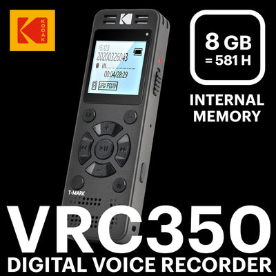 KODAK Hohe Intensität VRC350 digitaler Voice Recorder | Sprachgesteuertes wiederaufladbares Mini Dik