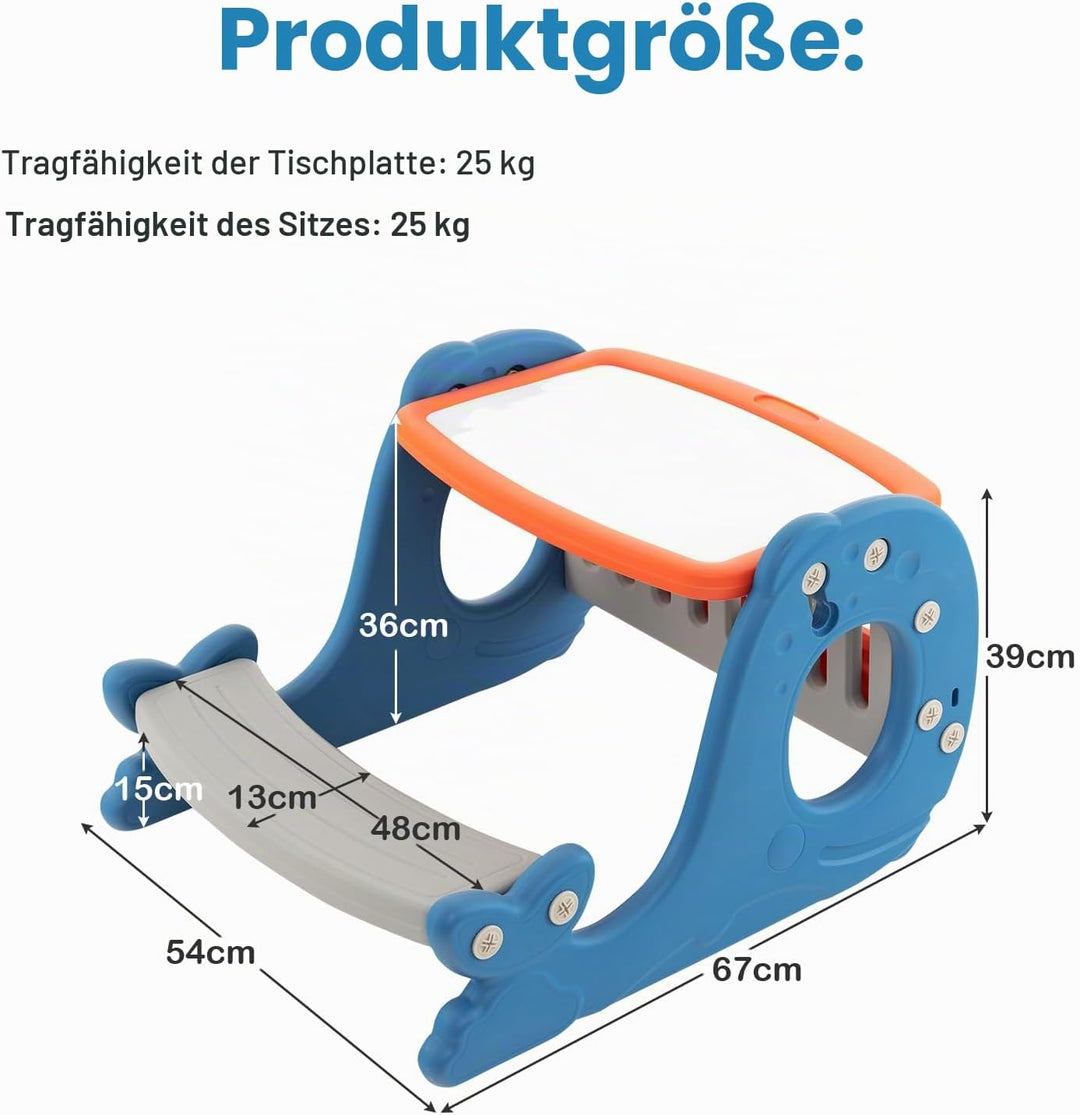 HOMASIS Spieltisch und Tafel mit 4-in-1 Sitzbank, Umwandelbare Staffelei für Kinder, Zeichentisch mi