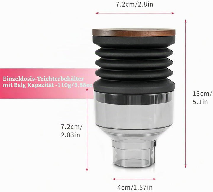 Einzeldosier-Trichter mit Faltenbalg, Kapazität: 90 g, transparent, Einzeldosierung, kompatibel mit
