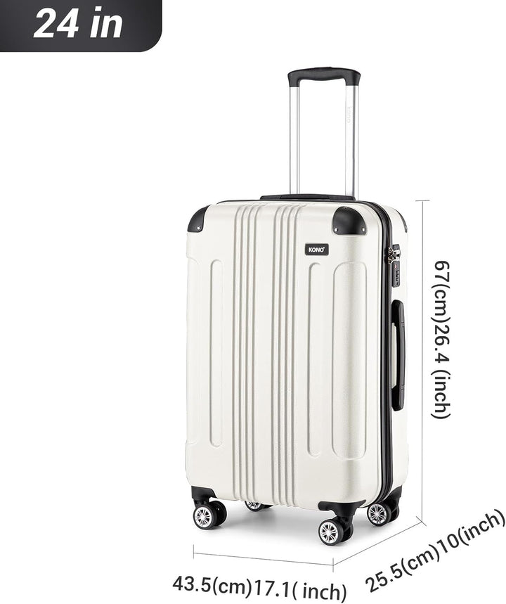 KONO 65cm Koffer Mittelgross Hartschale Trolley Rollkoffer Reisekoffer mit 4 Rollen 65x42x26cm (Koff
