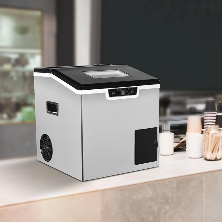 2-in-1 Eisbereiter mit Crushed Ice Funktion und automatischem Wasserzulauf | 40kg Eiswürfelmaschine