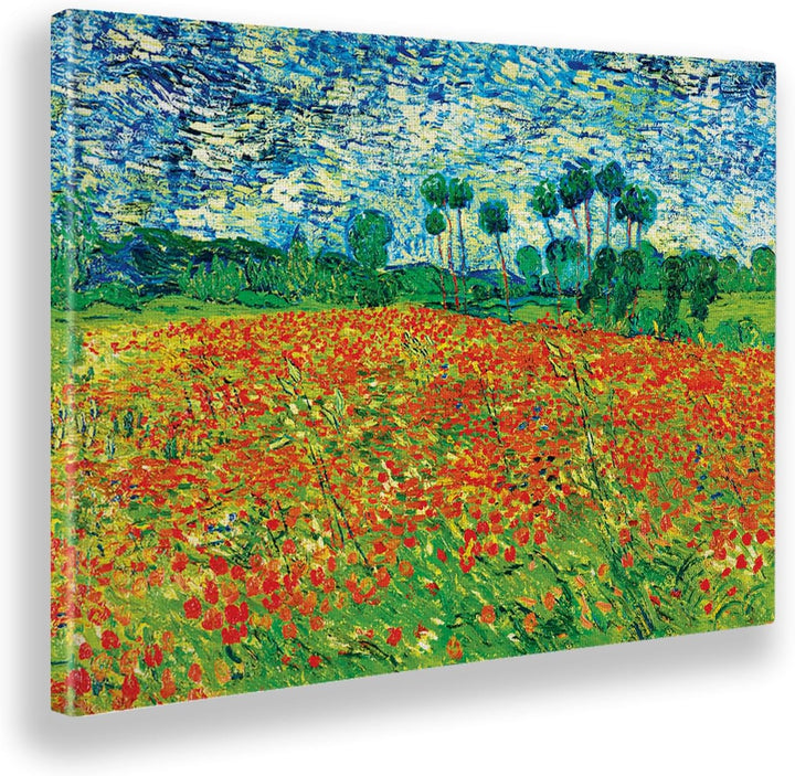 Giallobus - Gemälde - Vincent Van Gogh - Poppy Field (Mohnfeld) - Leinwand - 70x50 - Bereit zum Aufh