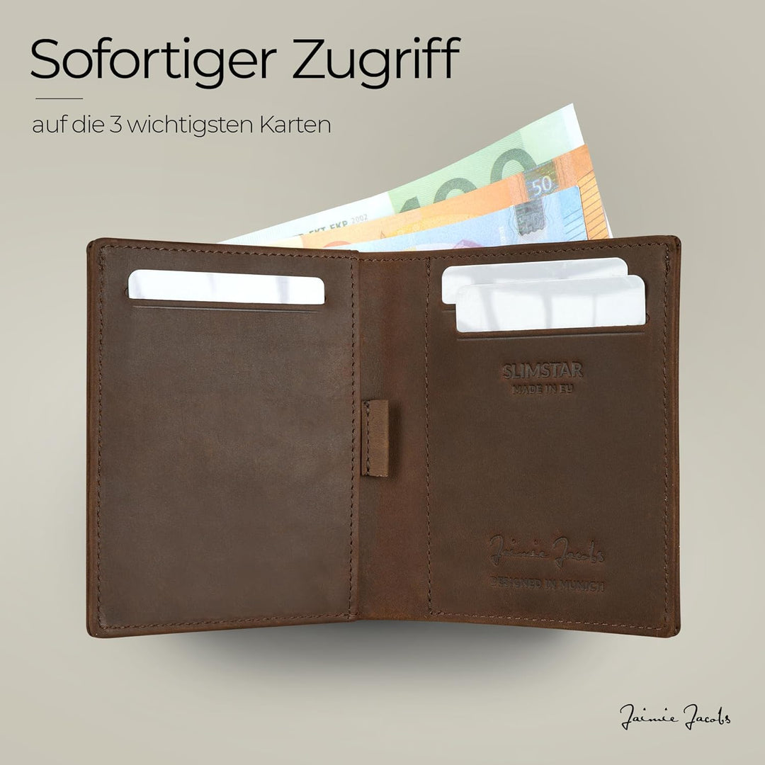 Jaimie Jacobs SLIMSTAR AirTag-Edition mit grossem Münzfach dünne Geldbörse Leder Slim Wallet Hochfor