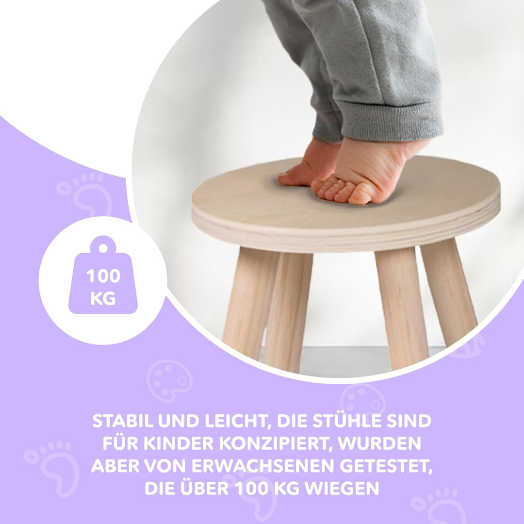Cateam Tritthocker aus Holz für Kinder und Kleinkinder – 2er-Set – Natur – Kinderhocker mit ausziehb