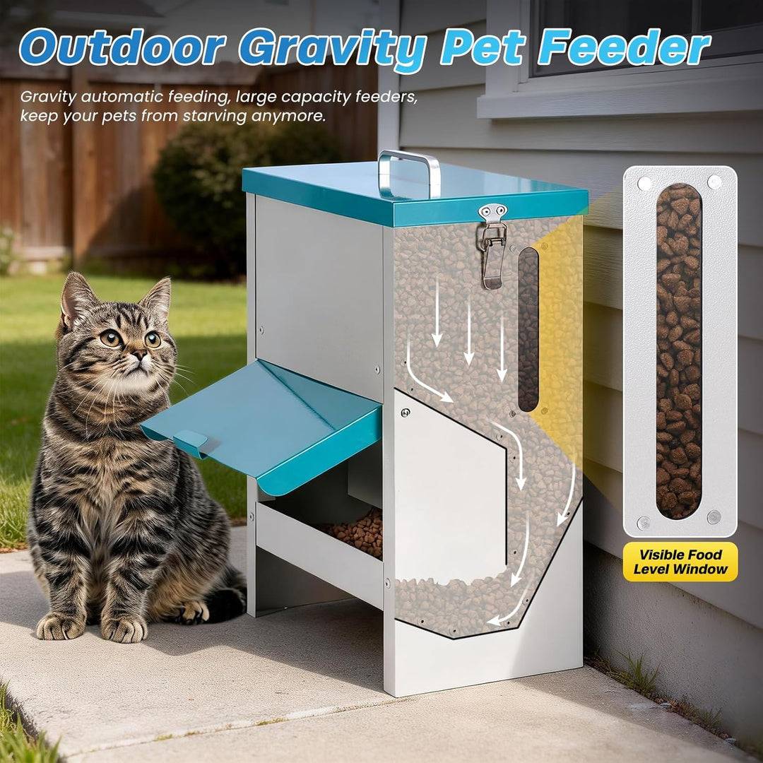 10L Automatisch Katzenfutterspender, Edelstahl Gravity Futterautomat für Katzen, Automatischer Haust