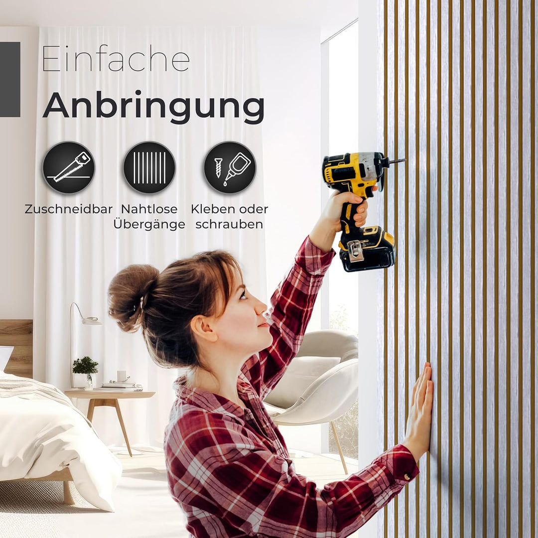 Akustikpaneele aus Holz, 2 Stück x 120x60cm (1,44qm) 2,1cm dick - Wandpaneele aus Akustik-Filz (Grau