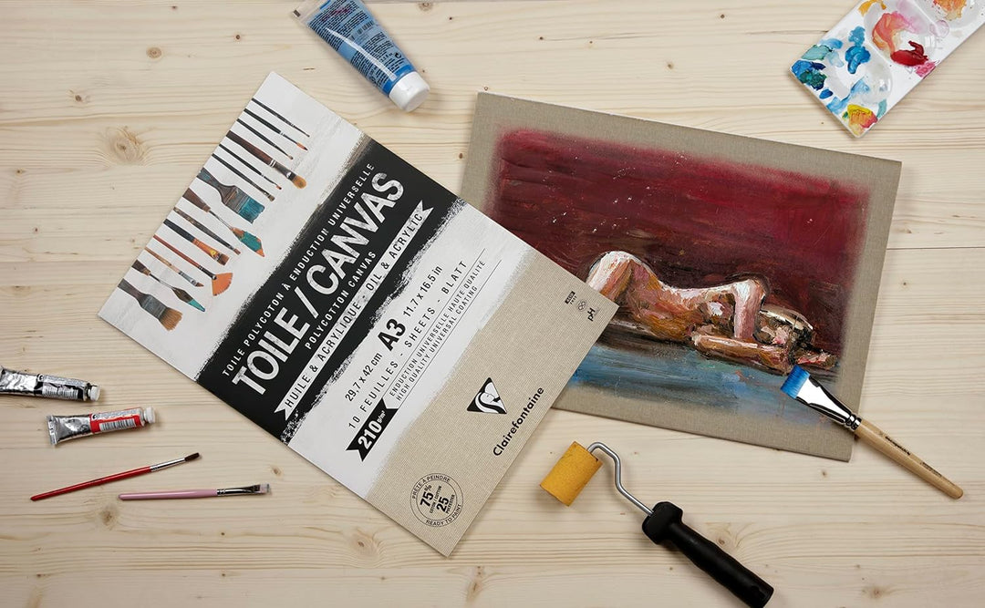 Clairefontaine 975212C Packung (mit 10 Blatt Leiwand zum Bemahlen Sandkorn, 210g, kopfgeleimt, DIN A