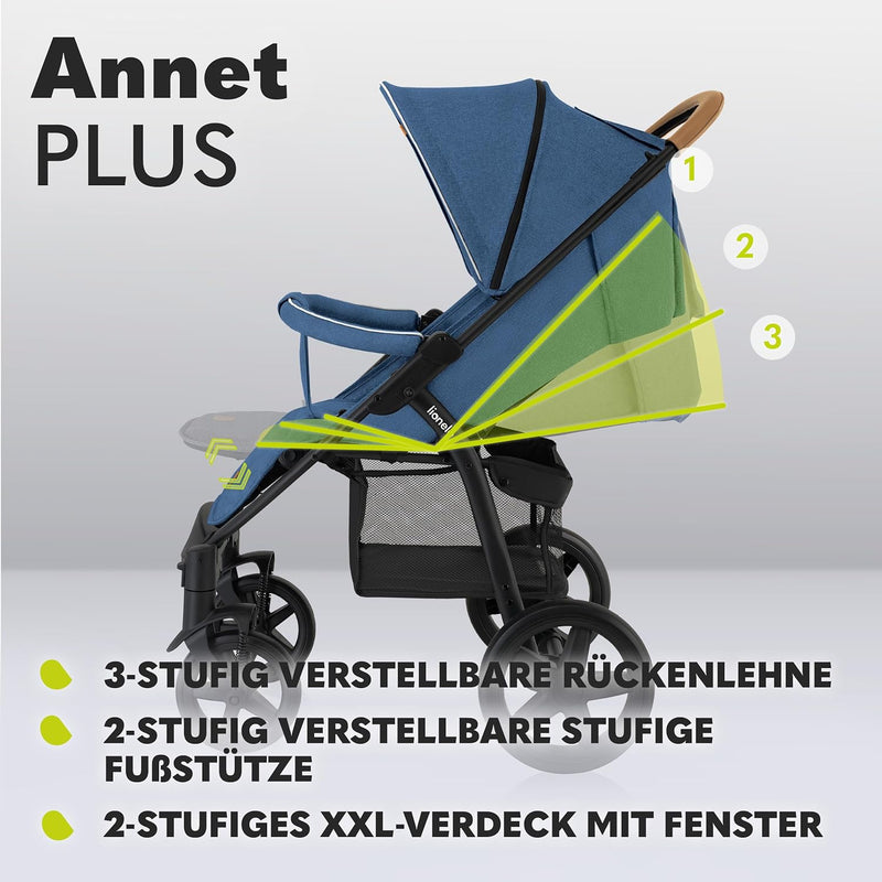 LIONELO Annet Buggy bis 22 kg mit Liegefunktion, Kinderwagen klein zusammenklappbar mit Zubehör, Eva